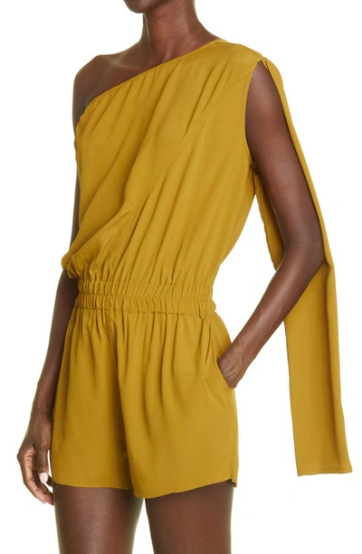 Shop Rick Owens One-shoulder Romper In Yellow