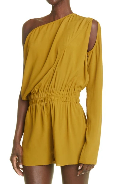 Shop Rick Owens One-shoulder Romper In Yellow