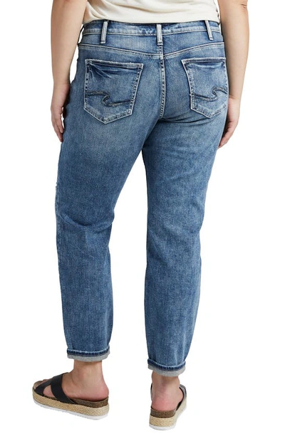 Silver Jeans Co. Ripped Boyfriend Jeans In Indigo