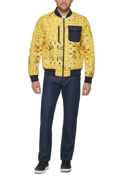 Shop Levi's Patchwork Quilted Bomber Jacket In Yellow Bandana