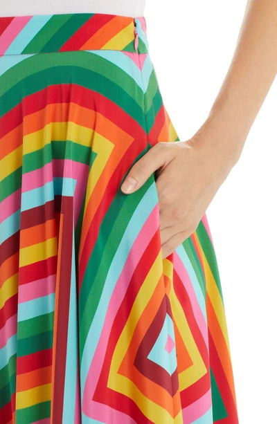 Shop Valentino Chevron V Archive 1973 Silk Skirt In Multicolor. M12