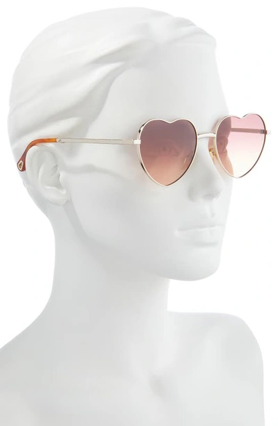 Shop Chloé 59mm Gradient Heart Shape Sunglasses In Gold/pink