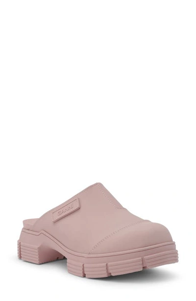 Shop Ganni Recycled Rubber Blend City Mule In Pink Nectar