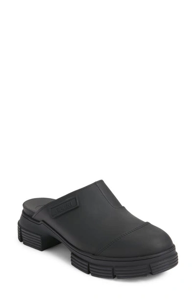 Shop Ganni Recycled Rubber Blend City Mule In Black