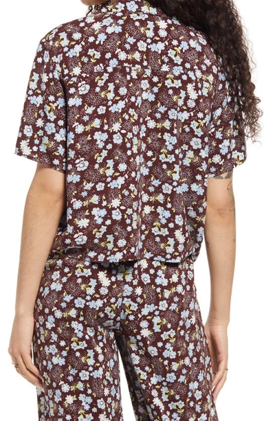 Bp. Retro Print Button-up Shirt In Brown- Blue Misty Floral