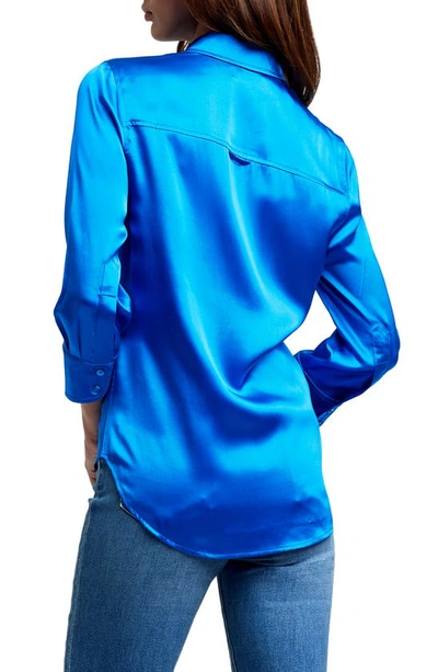 Shop L Agence Dani Silk Charmeuse Blouse In Electric Blue