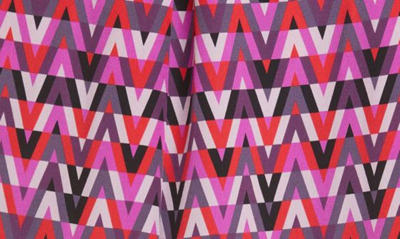 Shop Valentino Optical V Print Long Sleeve Silk Shirtdress In Pink/ Multicolor