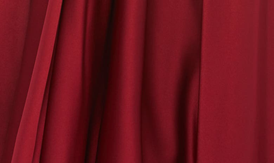 Mac Duggal One-shoulder Long Sleeve Satin Column Gown In Burgundy