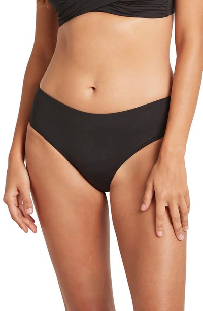 Shop Sea Level Mid Bikini Bottoms In Black