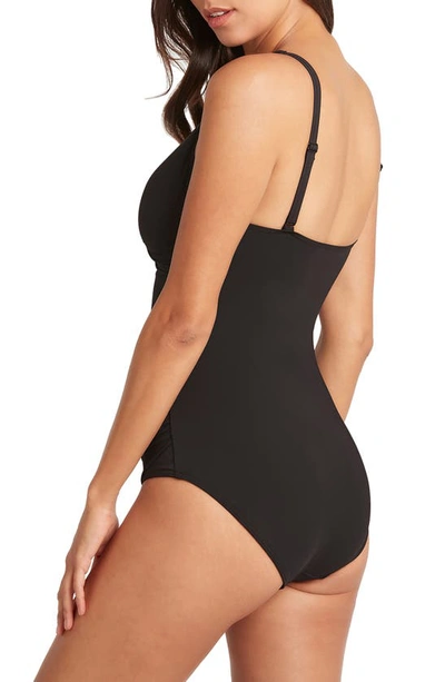 Shop Sea Level Cross Front One-piece Swimsuit In Black