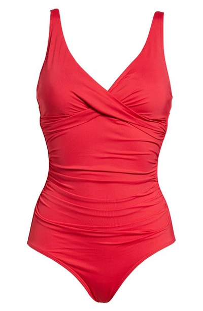 Shop Sea Level Cross Front One-piece Swimsuit In Red