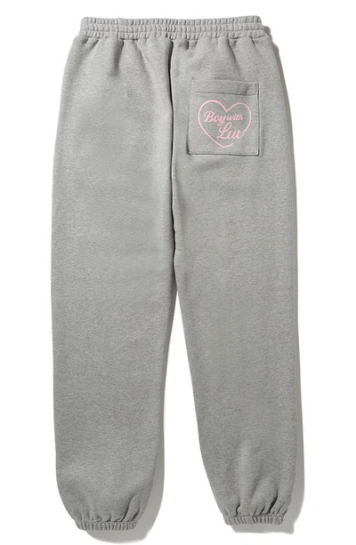 Shop Bts Themed Merch Gender Inclusive Boy With Luv Sweatpants In Medium Grey