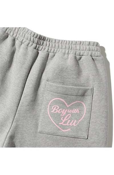 Shop Bts Themed Merch Gender Inclusive Boy With Luv Sweatpants In Medium Grey