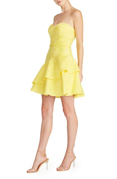 ml Monique Lhuillier Jacquard Strapless Minidress In Daffodil