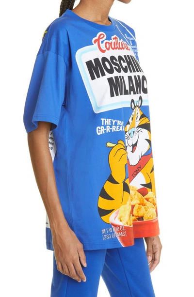 Shop Moschino X Kellogg's Tony The Tiger Oversize Graphic Tee In 1299 Fantasy Print Blue