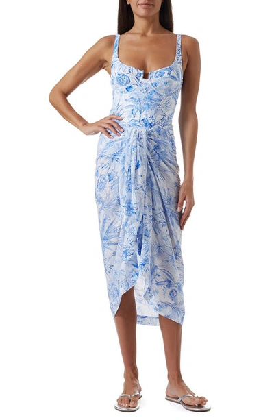 Shop Melissa Odabash Tassel Cover-up Pareo In Tropical Blue