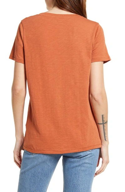 Shop Madewell Whisper Cotton V-neck T-shirt In Afterglow Red