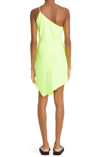 Shop Et Ochs Mia One-shoulder Minidress In Neon Lime