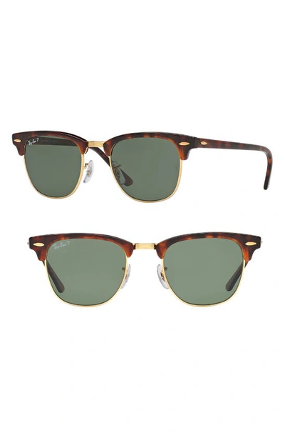 Shop Ray Ban Classic Clubmaster 51mm Polarized Sunglasses In Red Havana