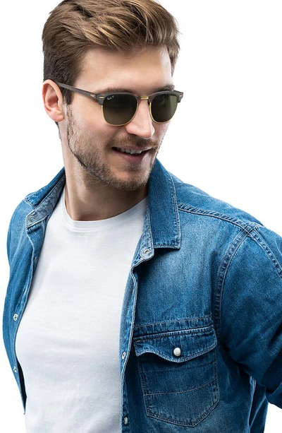 Ray Ban Classic Clubmaster 51mm Polarized Sunglasses In Red Havana