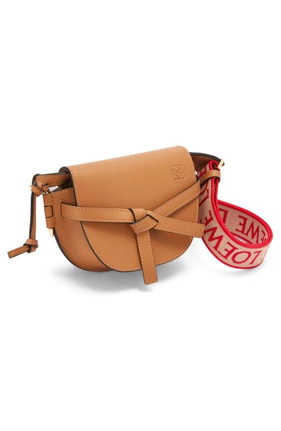 Loewe Mini Gate Leather Convertible Bag In Warm Desert