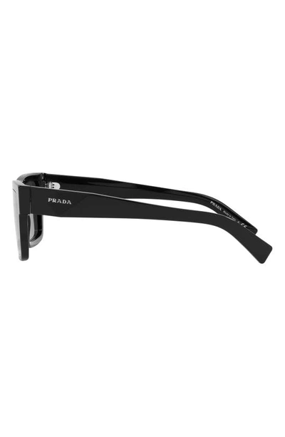 Shop Prada 52mm Rectangular Sunglasses In Black/ Dark Grey