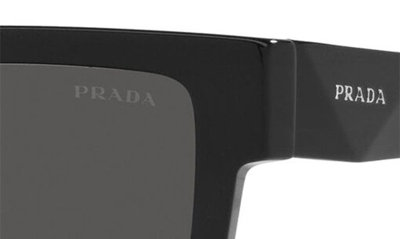 Shop Prada 52mm Rectangular Sunglasses In Black/ Dark Grey