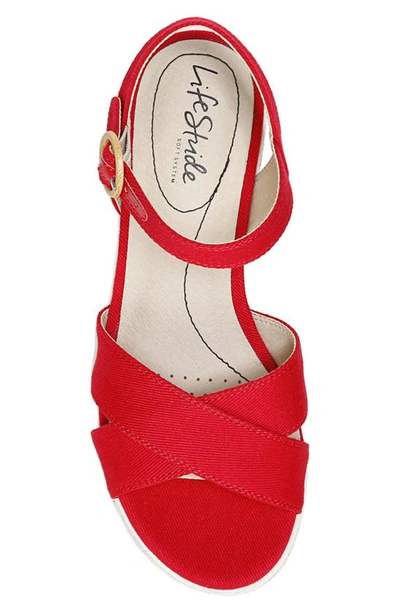 Shop Lifestride Peachy Platform Sandal In Fire Red Synthetic