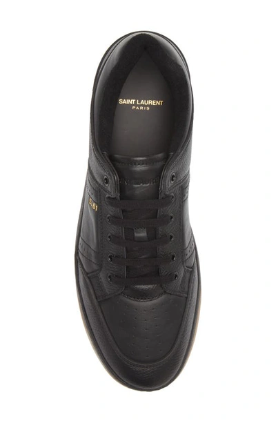 Shop Saint Laurent S/61 Grained Leather Low Top Sneaker In Nero