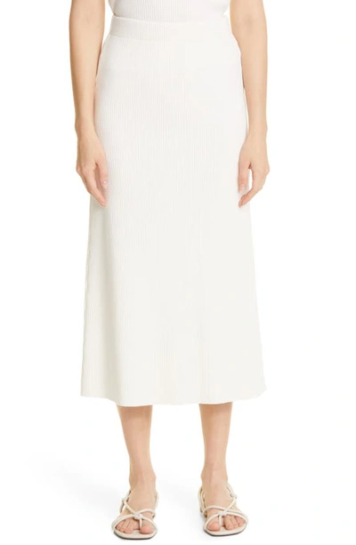 Shop Vince Ribbed Midi Skirt In Off White