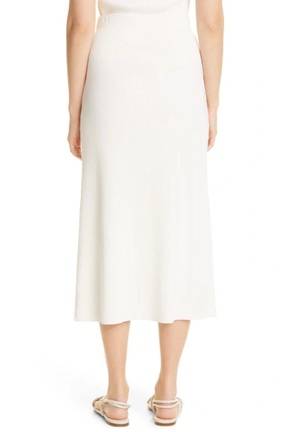 Shop Vince Ribbed Midi Skirt In Off White