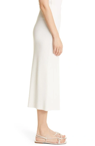 Shop Vince Ribbed Midi Skirt In Off White