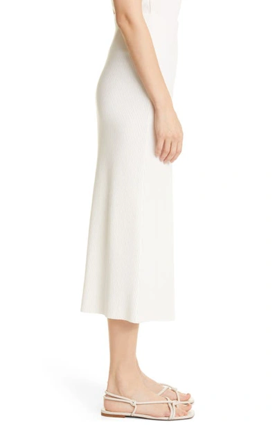 Vince Ribbed Midi Pencil Skirt In Off White