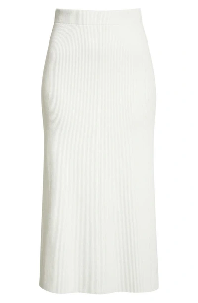 Vince Ribbed Midi Pencil Skirt In Off White