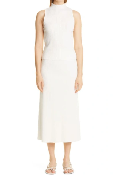 Vince Ribbed Midi Pencil Skirt In Off White