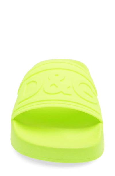 Shop Dolce & Gabbana Logo Slide Sandal In Fluorescent Yellow