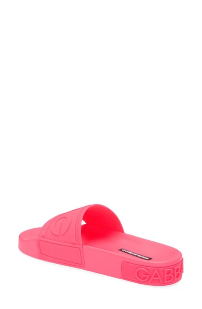 Shop Dolce & Gabbana Logo Slide Sandal In Fluorescent Fuchsia