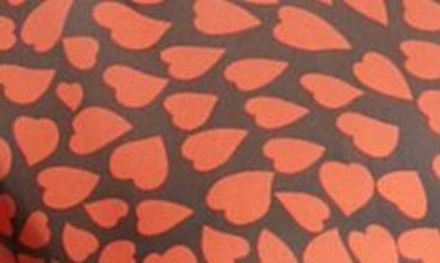 Shop Saint Laurent Heart Print Ruffle Silk Blouse In Noir Rubis