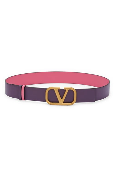 Shop Valentino Reversible Vlogo Belt In Feminine-indian Violet