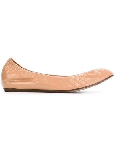 Lanvin Woman Patent-leather Ballet Flats Sand In Nude