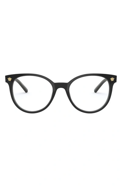 Shop Versace 51mm Round Optical Glasses In Black/ Demo Lens