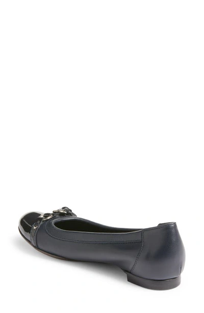 Agl Attilio Giusti Leombruni Monika Cap Toe Ballet Flat In Blue Leather