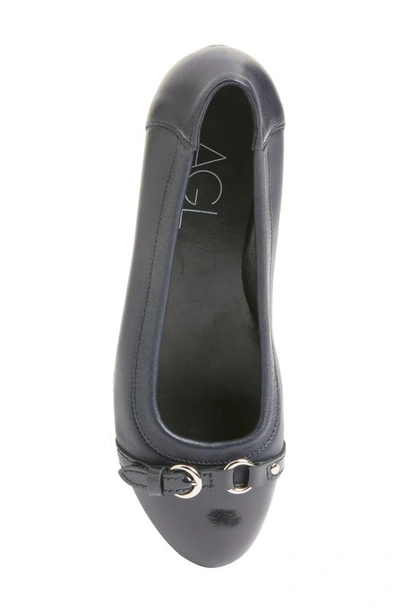 Agl Attilio Giusti Leombruni Monika Cap Toe Ballet Flat In Blue Leather