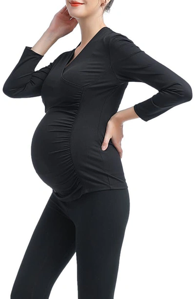Kimi And Kai Essential Active Maternity/nursing Top In Black