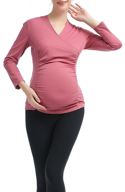 Shop Kimi And Kai Essential Active Maternity/nursing Top In Rose
