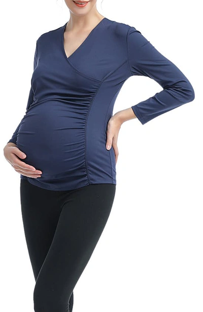 Shop Kimi And Kai Essential Active Maternity/nursing Top In Navy