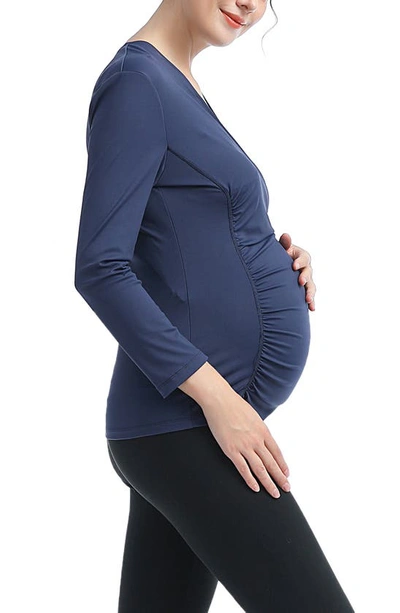 Shop Kimi And Kai Essential Active Maternity/nursing Top In Navy