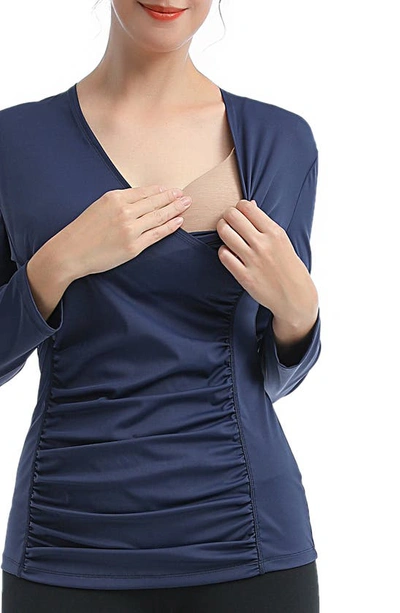 Kimi And Kai Essential Active Maternity/nursing Top In Navy