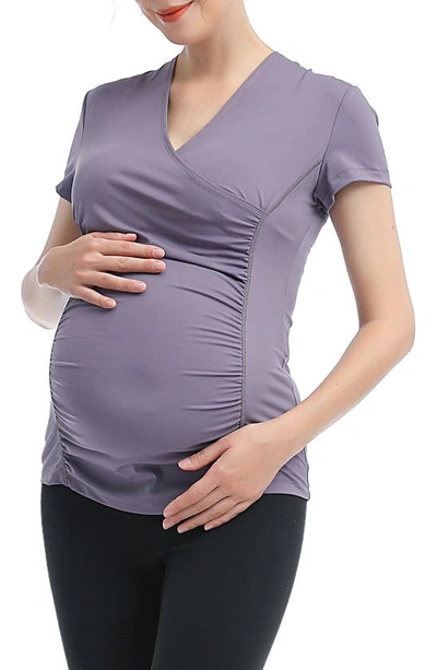 Kimi And Kai Essential Maternity/nursing Top In Lavender
