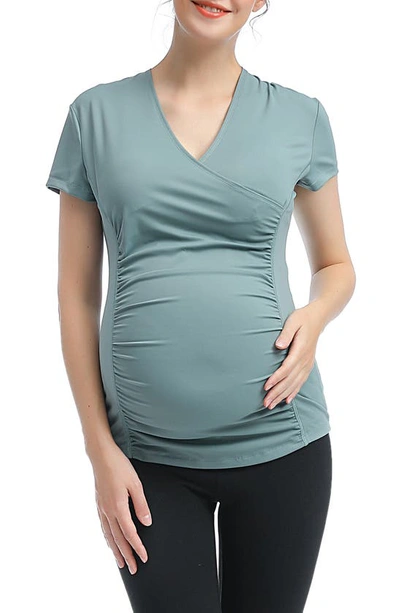 Shop Kimi And Kai Essential Maternity/nursing Top In Beryl Green